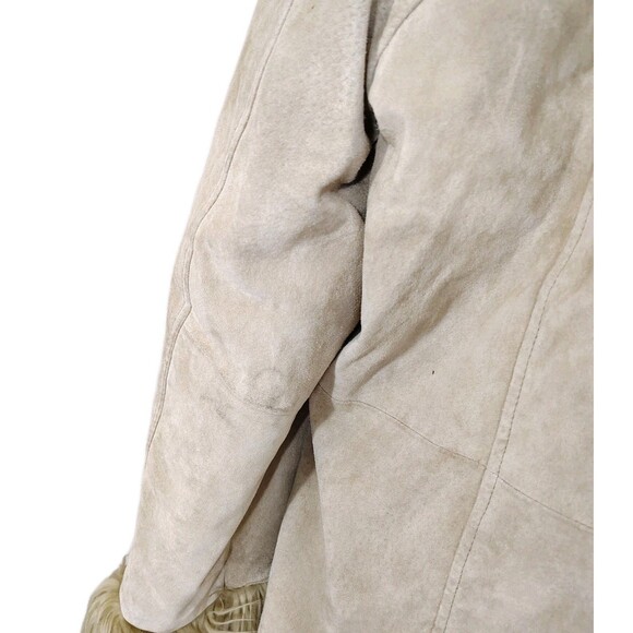 Vintage Y2K Penny Lane Coat Blue Asphalt Suede Leather Jacket Faux Fur Size XL - Picture 7 of 16